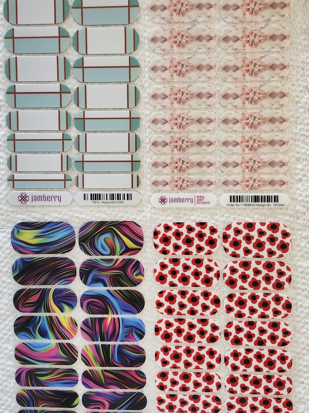 Jamberry Nail Wraps - 4 Full Sheets Mixed Designs